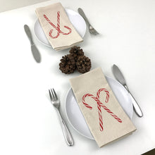 Load image into Gallery viewer, Candy Cane Napkin Set of 2