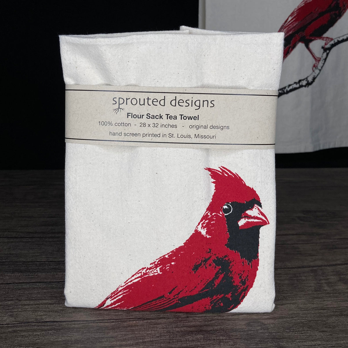 Montgomery Street Cardinal on Moose Cotton Flour Sack Dish Towel