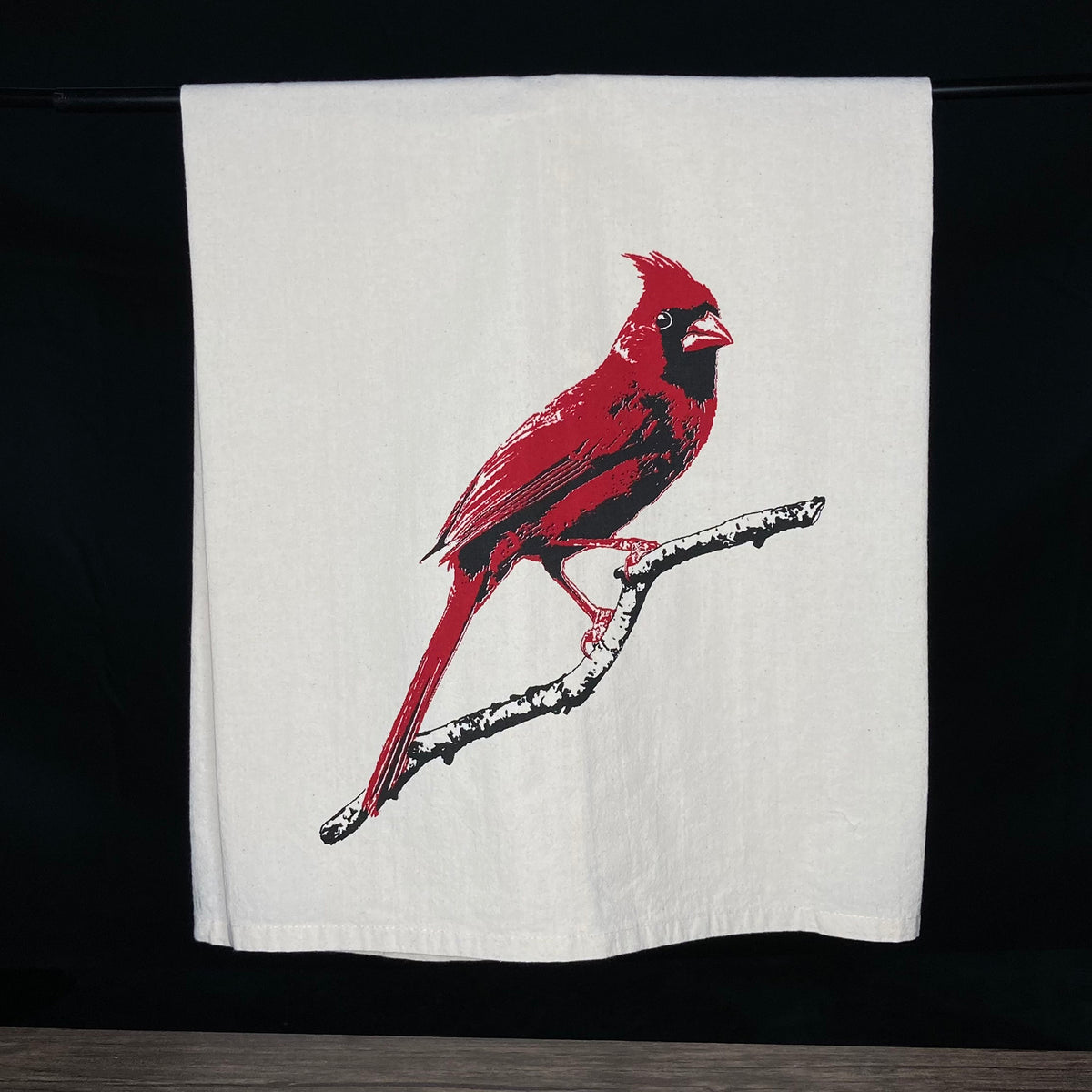 Montgomery Street Cardinal on Moose Cotton Flour Sack Dish Towel