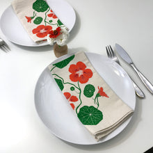 Load image into Gallery viewer, Nasturtium flower napkin set of two