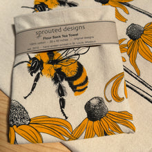 Load image into Gallery viewer, Bumblebee and black eyed Susan Flour Sack Towel