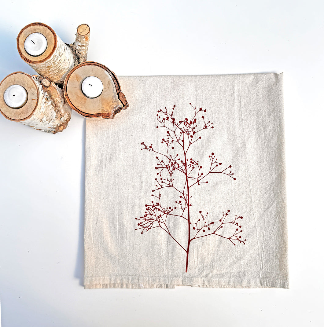 Berry branch tea towel