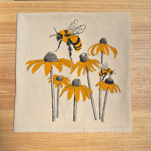Load image into Gallery viewer, Bumblebee and black eyed Susan Flour Sack Towel