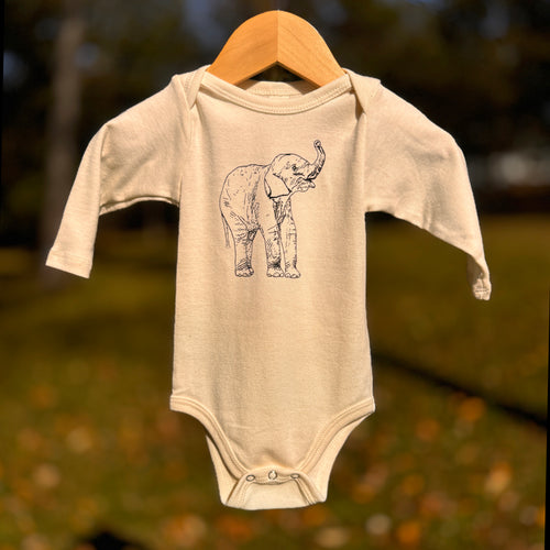 Elephant Long Sleeve Baby Bodysuit