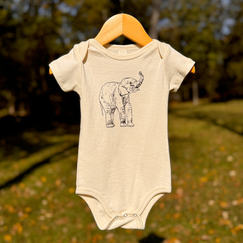 Elephant Short Sleeve Baby Bodysuit