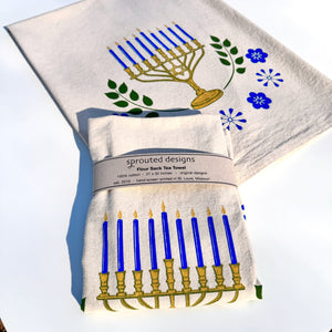 Menorah tea towel for hannakah