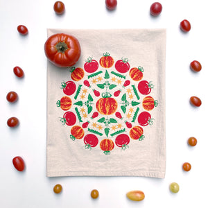 Tomato Mandala Flour Sack Towel