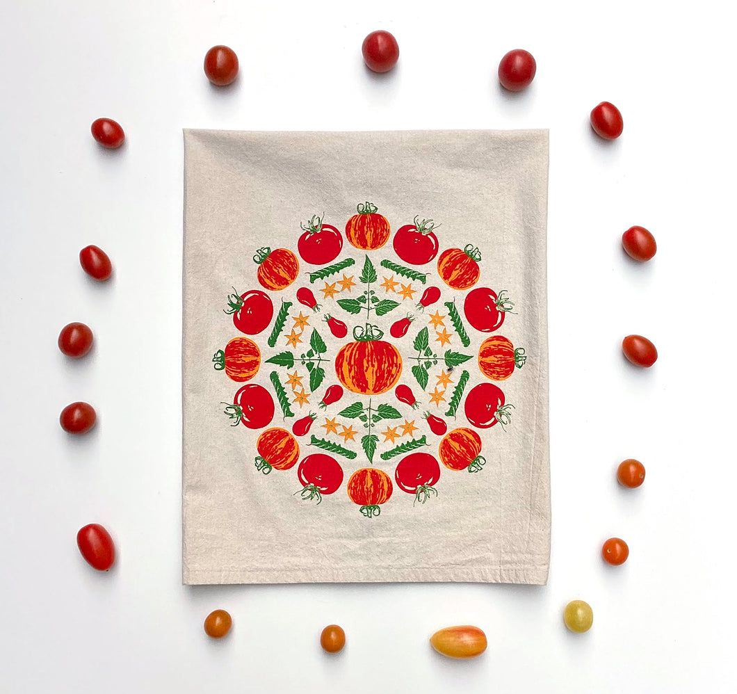 Tomato Mandala Flour Sack Towel