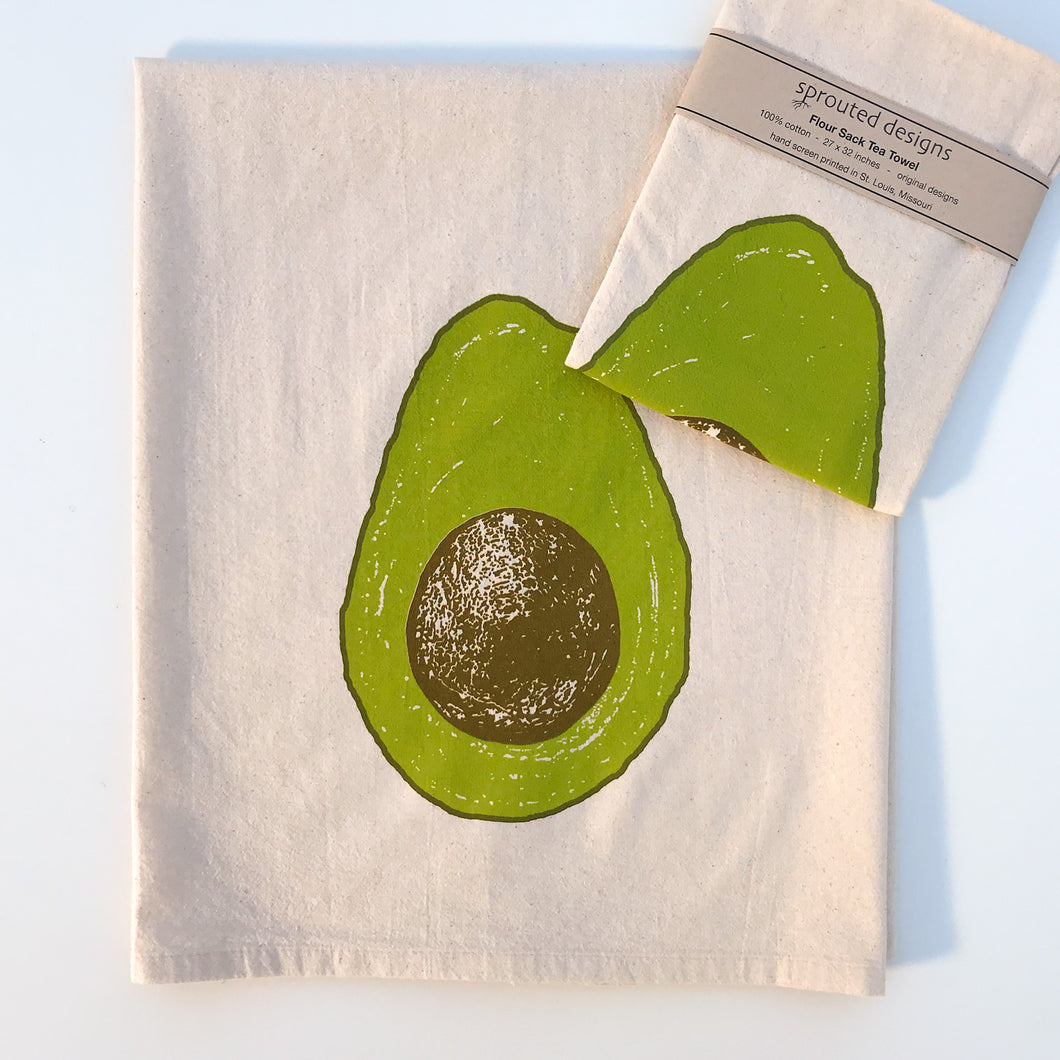 Avocado Flour Sack Towel - center printed