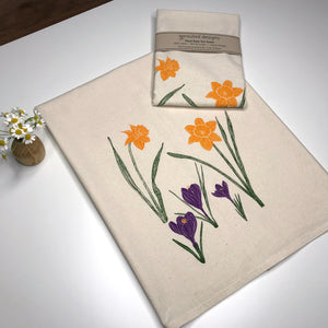 Daffodil and Crocus Flour Sack Towel - center printed