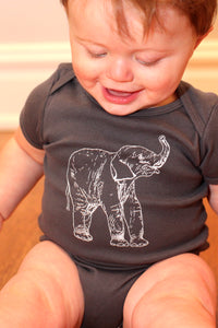 Elephant Short Sleeve Baby Bodysuit