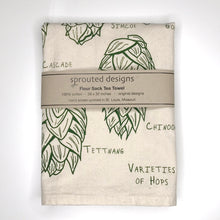 Load image into Gallery viewer, Varieties of Hops Flour Sack Towel - center printed