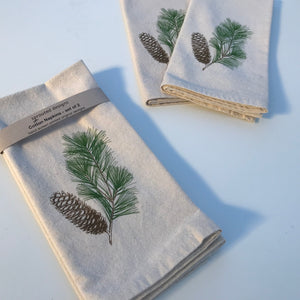 Holiday Pine Branch and Pine Cone Napkin - set of 2