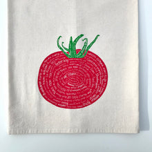 Load image into Gallery viewer, Varieties of Tomatoes Flour Sack Towel - center printed