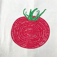 Load image into Gallery viewer, Varieties of Tomatoes Flour Sack Towel - center printed
