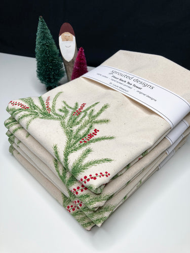 Holiday Wreath Flour Sack Towel - center printed